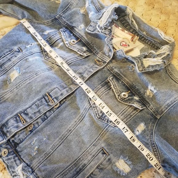 NEW SEXY Premium Monday Distressed Soft Denim Jean Jacket Medium - Picture 8 of 11